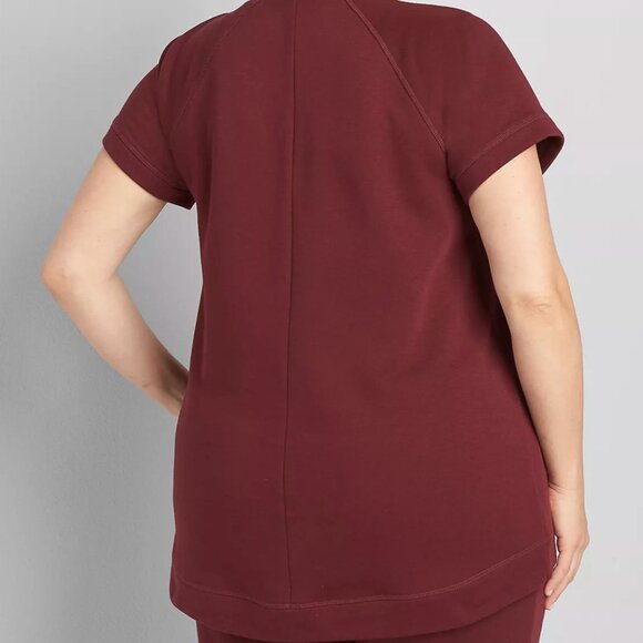 LIVI Burgundy Short Sleeve French Terry Sweatshirt | Size 26/28 | NWT - Picture 2 of 10